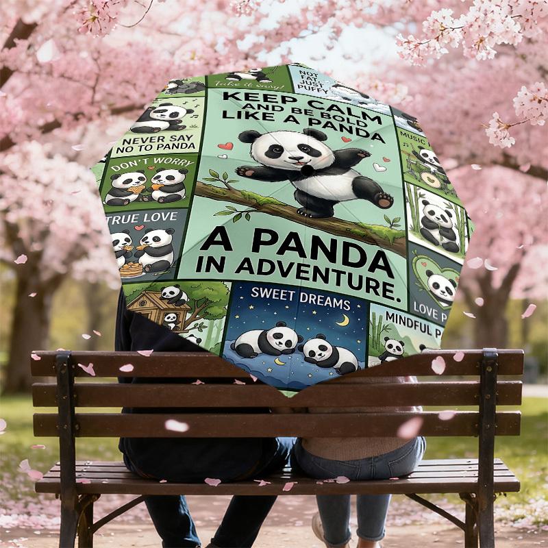 1PC Panda Adventure Umbrella-8-Rib Reinforced Portable Folding Travel Suitable for All Seasons Outdoor Daily Use Is an Ideal Choice  -K0362