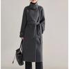 Damen Wollmischung Übergroßer Mantel 2026 Winter Elegant Schick Schwarz Beige Grau Schmal Geschnitten Kurze Länge