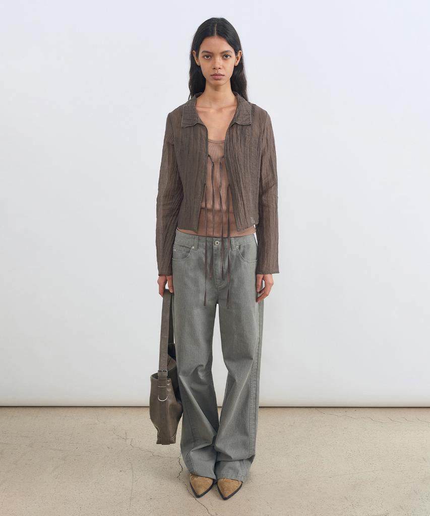 INSILENCE WOMEN Straight Color Denim Khaki Grey