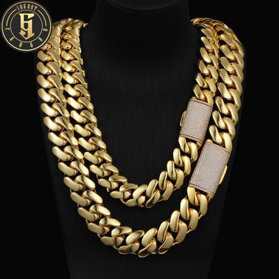 Schmuck Schwer Iced Out Diamant Schloss Schnalle 18K Gold Plated Messing Rapper Klobig Cuban Link Kette Halskette