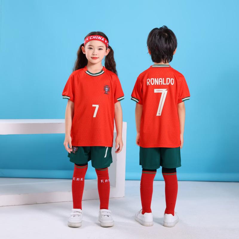 2025 Portugal Home No.7 Children s football jersey set 28