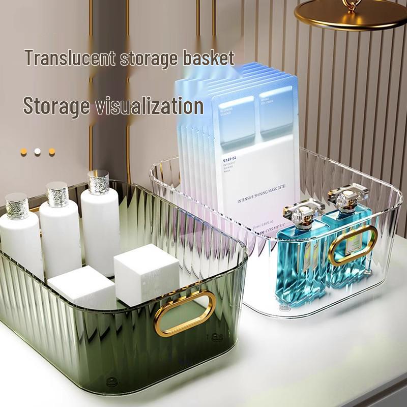 Luxury Acrylic Cosmetics & Skincare Organizer: Transparent Desktop Storage Box for Snacks, Masks, and More on Your Dressing Table.