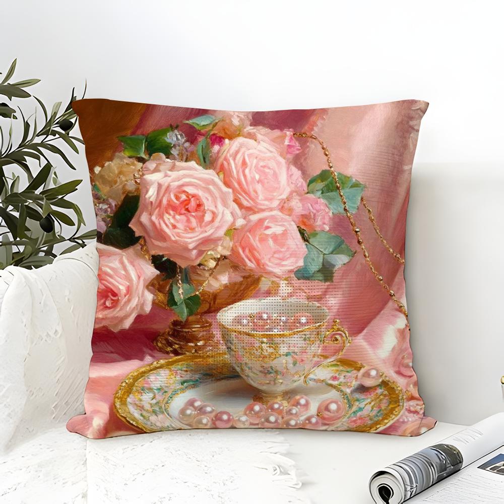 Classic Reto Oil Painting Girl Pillow Case linen pillow case sofa home decor cushion cover cushion cove