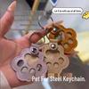 Leather Pet Fur Keychain with Dog Paw Charm