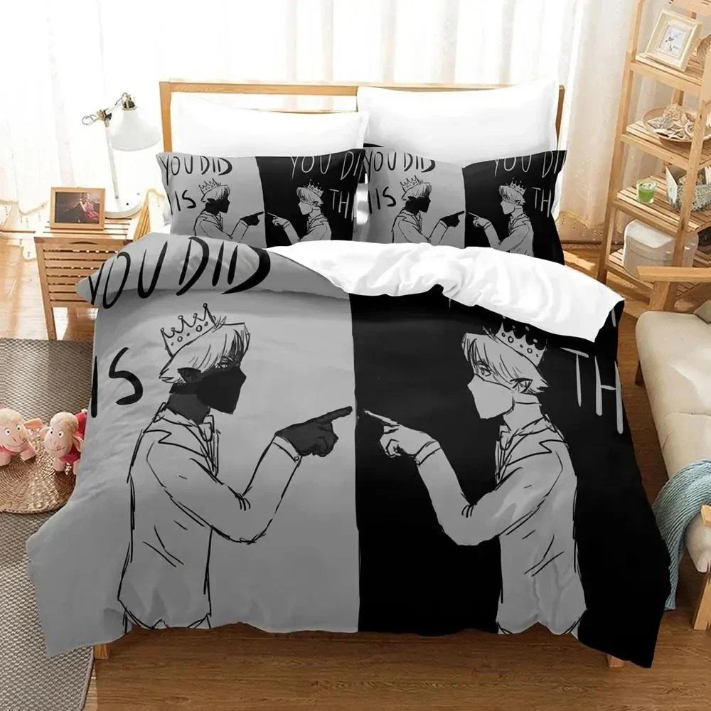 3D Print Anime Ranboo Bedding Set,Duvet Cover Comforter Bed Set Quilt Cover Pillowcase,King Queen Twin Size Boys Girls Adults