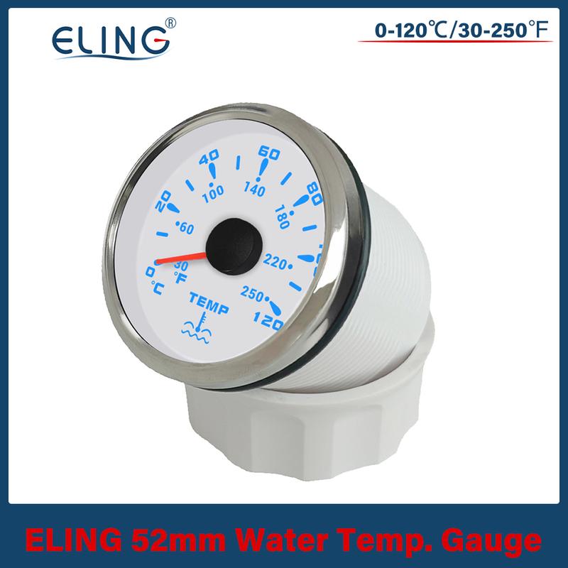 ELING 52mm Water Temp Meter Signal 0-120℃/30-250℉ Temperature Gauge with 7 Colors Backlight for Boat Car Motorcycle 9-32V