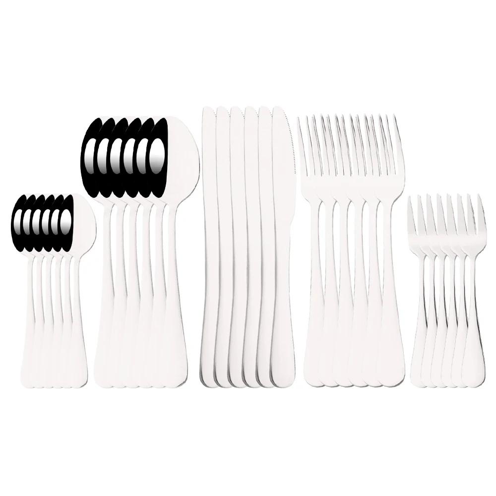6/30Pcs Rainbow Dinnerware Stainless Steel Cutlery Set Knife Cake Fork Tea Spoon Flatware Set Kitchen Silverware Tableware Set