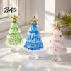 Holiday Desktop Decorations Hand Blown Glass Christmas Tree Figurine, Mini Tabletop Ornaments Xmas Ornament, Handmade Decoration Party Photo Props