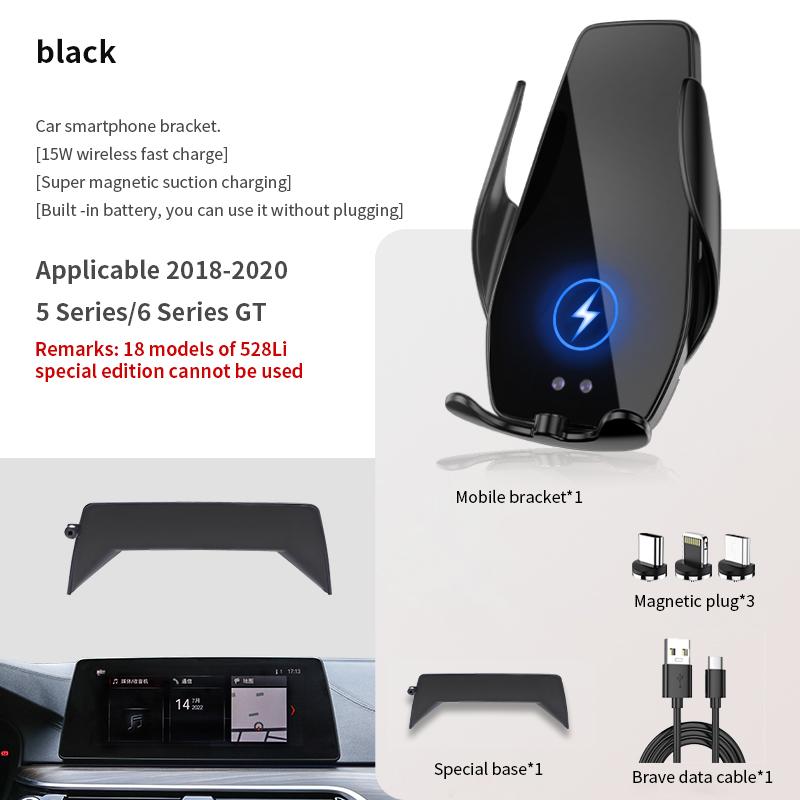 Uchwyt samochodowy na telefon do BMW serii 5 6GT 525i 530i 540i F10 F11 F18 G30 G31 G32 G38 bezprzewodowy ekran ładowania telefonu komórkowego