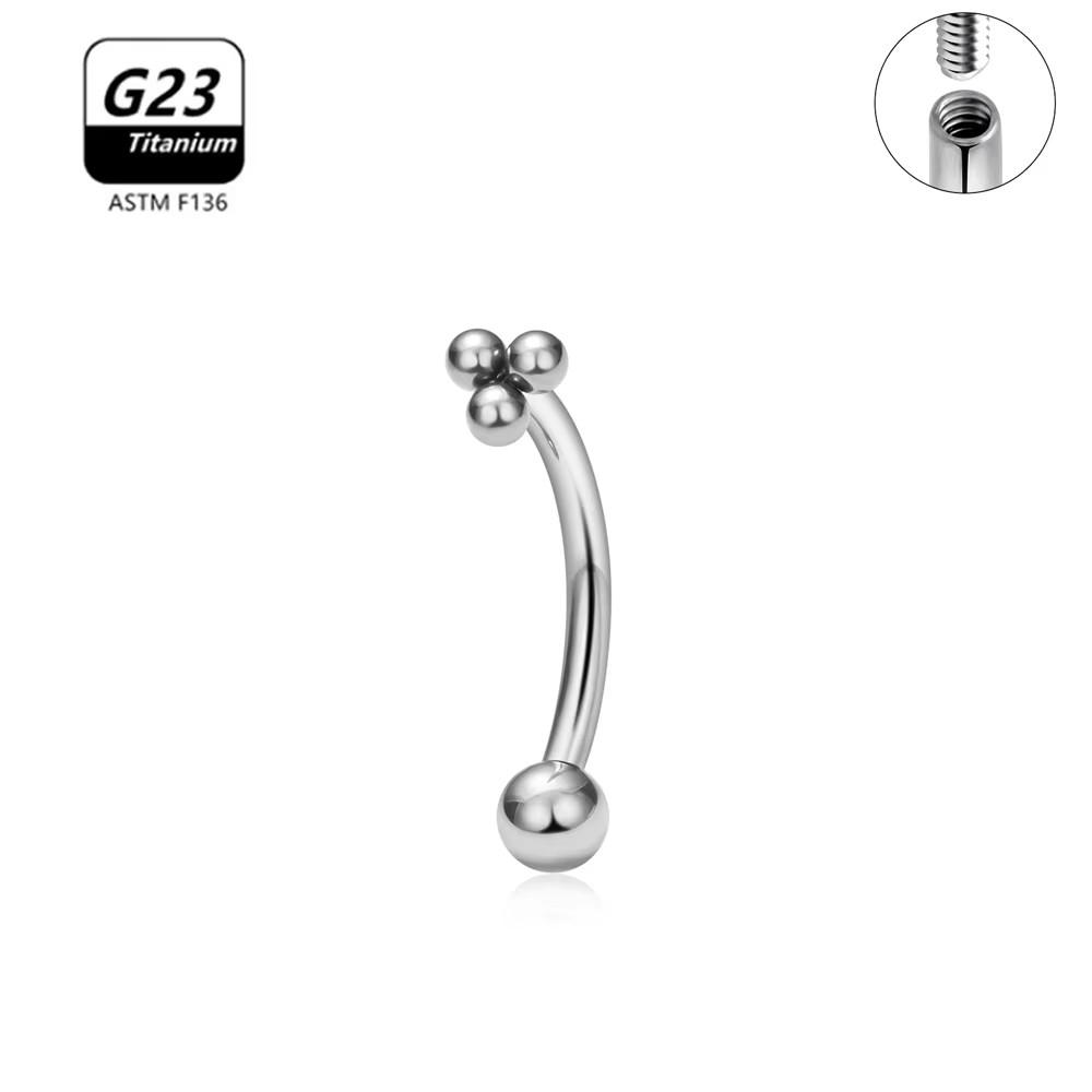 G23 Titanium ASTM-F136 Nternal Thread Eyebrow Piercings Body Jewelry For Women Zircon Earring Star Flower Heart