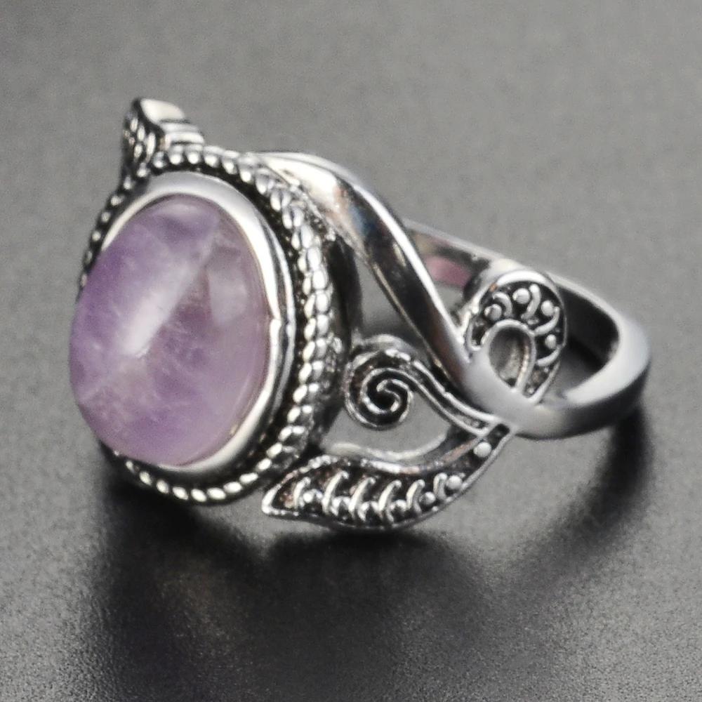 Nasiya Vintage Finger Rings For Women  CopperJewelry 8x10MM Oval Light Purple Created Amethyst Rings  Party Gift