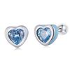 Silver Earrings Blue Hearts 925 Silver Studs
