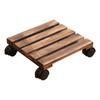 Solid Wood Planter Tray Potted Stand Rack Bonsai Round Wheel Flowerpot Wooden Holder