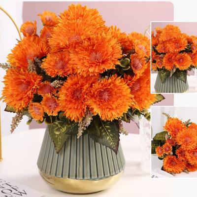 1 Bukett Konstgjord Blomma Siden Simulerad Krysantemum Solros Bukett Skrivbord Kontor Hemdekoration DIY Handarbete Hållande Blommor DIY Trädgårdshantverk