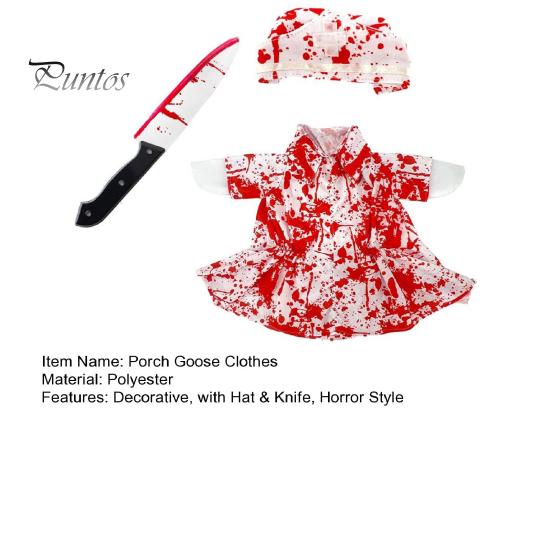 Fun Scary Halloween Design Porch Goose Outfit, Blood Clothes with Hat & Themed Apparel Knife, Horror Style Costume for Haunted House Party Favors