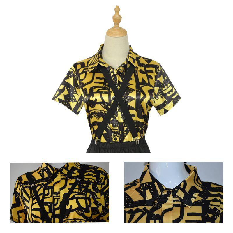 Cosplay Girls Halloween 3 Eleven Costume Shirt Blindfold Straps