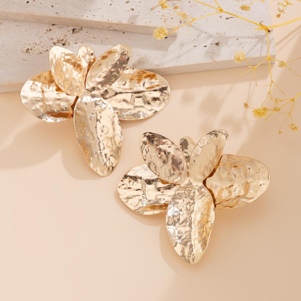 Ingemark Übertriebene Metall Blütenblatt Blume Hängeohrringe Damen Trend Vintage Unregelmäßige Piercing Ohrringe Grunge Schmuck Steampunk