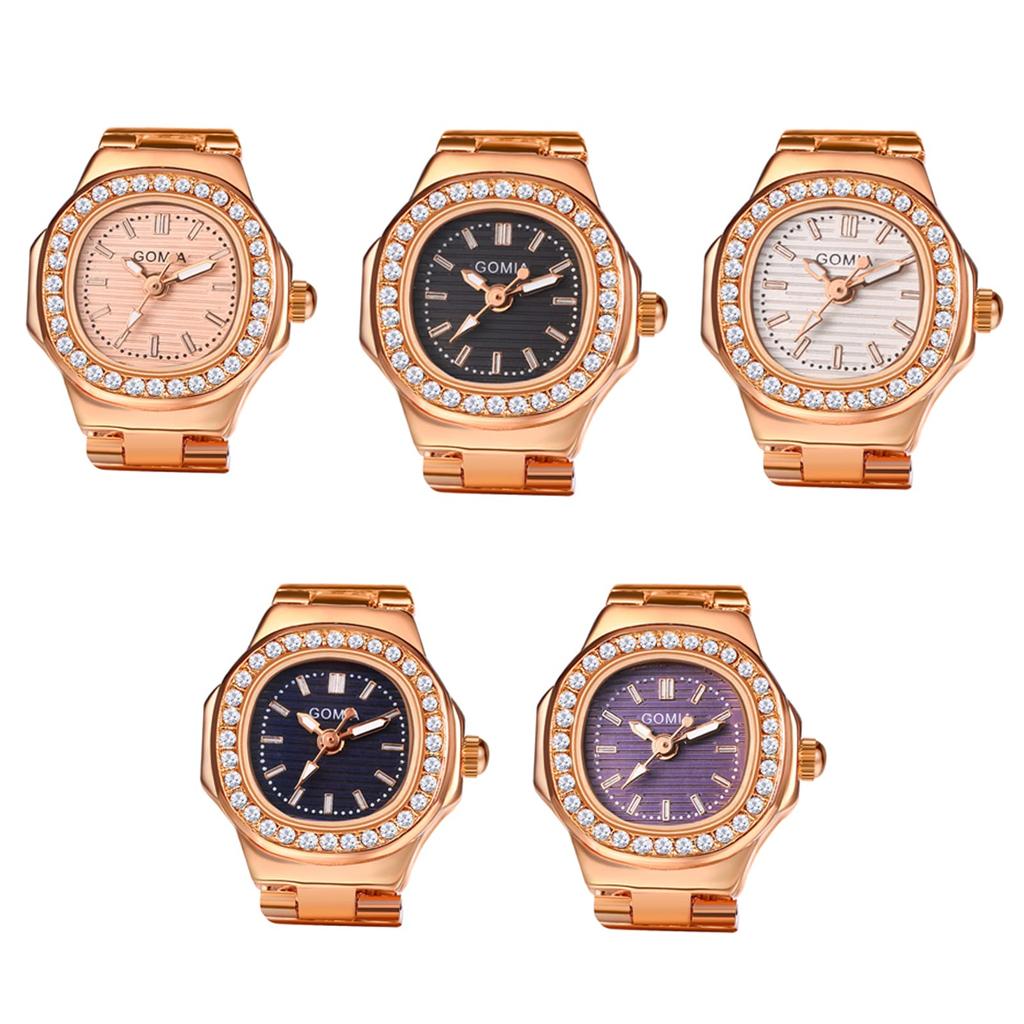 Ring Watch Women's Cute Fashion Analog Sparkle Free Size Waterproof Ring Watch Simple Rose Gold Ladies Fashion Ring Girlfriend Birthday Christmas