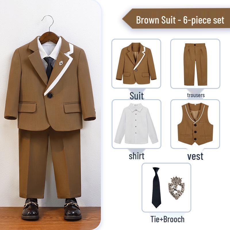 Boys' British Gentleman Suit Set - Formal Wear for Piano, Host Speech, or First Birthday