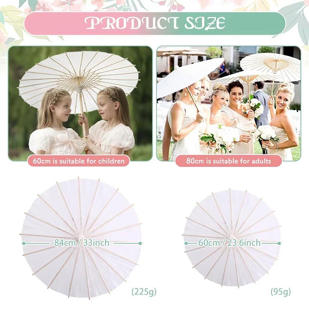 1Pcs Dia 60/84cm Paper Umbrella Long-handle Photography Prop  for Anniversary Wedding Party