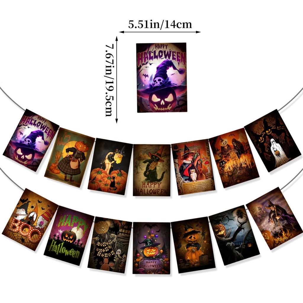 Halloween Ghost Festival Theme Decoration Flag Bar Shopping Mall Layout Cartoon Banner Latte Flower String