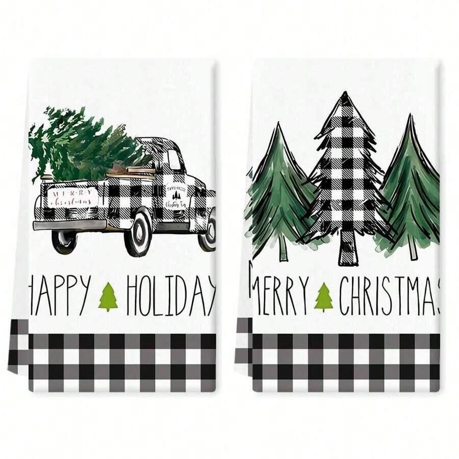 1pc/2pc/4pc/pack Christmas Scrub Sponge Creative Kitchen Dish Cloth Festive Cleaning Decor for Home & Table Kitchen Dish Towel Xmas Cleaning Supplies