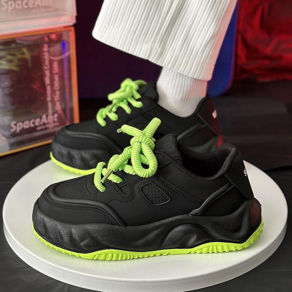 Chunky Sneaker Men Designer Board Shoe Fashion Casual Microfiber Leather Breathable Height Increased Flat Platform Running Shoes