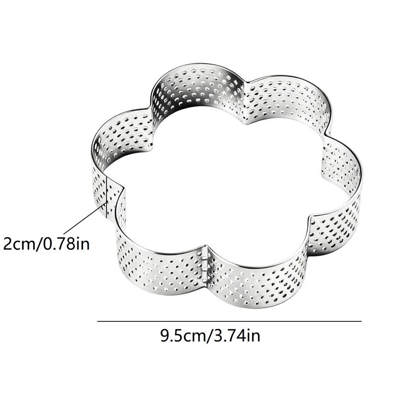 Baking Mousse Tart Ring 1 Pcs Stainless Steel Perforated Pastry and Crumpet Mold for Kitchen and Home Hotel Use