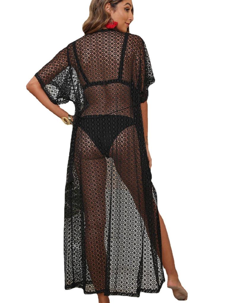 Strandbluse für Damen, sexy Spitzen-Perspektivriemen, lange, sonnendichte Strickjacke, bequeme Damenbekleidung