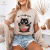 Funny Anime Ramen Cat Shirt - Kawaii Japanese Streetwear Graphic Top for Foodie Cat Lovers