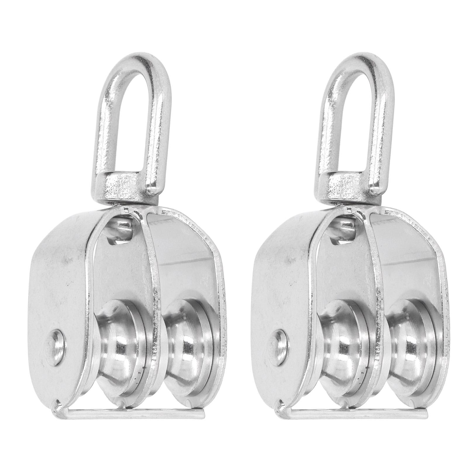 

2Pcs U Type M20 Double Pulley Block Stainless Steel 75KG Load Bearing Lifting Double Pulley Roller Block Wheel