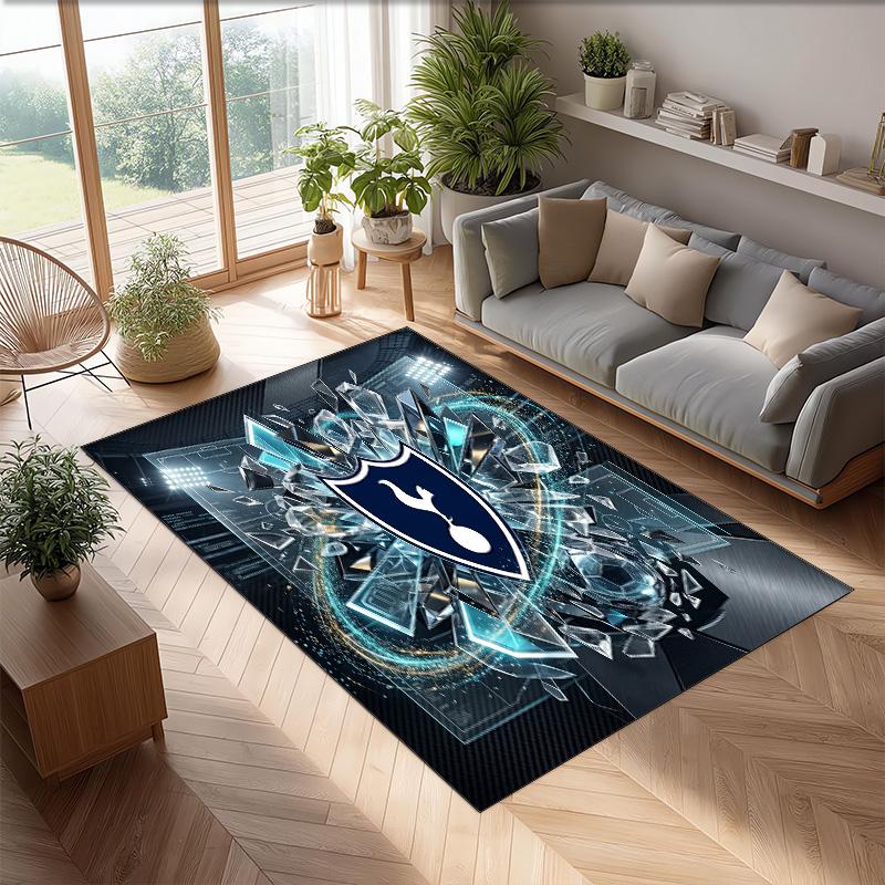 Tappeto in Flanella Stampato Tottenham Hotspur Antiscivolo Morbido Poliestere Tappeto per Pavimento Tappetino Decorativo per Interni per Camera da Letto Soggiorno Divano