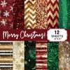 Weihnachts-Scrapbooking-Papierblock 12 Blatt 6x6 Glitzer-Konfetti Schneeflocke Einseitig Säurefrei 160 g/m² Dekorative Karton für Bastelarbeiten