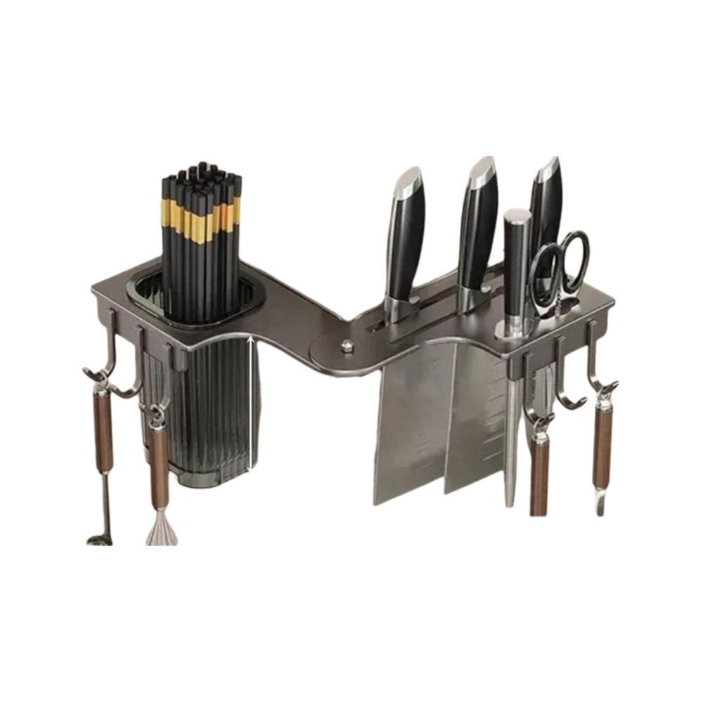 

Wall Mounted Kitchen Storage Rack Large Capacity Chopsticks Cage Creative Cutter Holder for Home Grey Style A