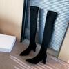Women  Winter New Fashion Over The Knee Thigh High Boots Botas Mujer Suede Sock Shoes Stovepipe Stretch Sexy Long Boot 41 42
