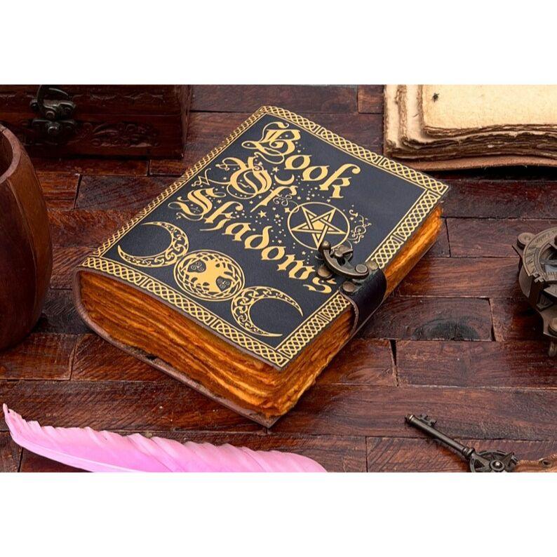 

Book Of Shadows Leather Grimoire Magic Book Celtic journal The Morrigan Leather book leather journal Travel notebook Christmas Gift supply. 7 x 5 in
