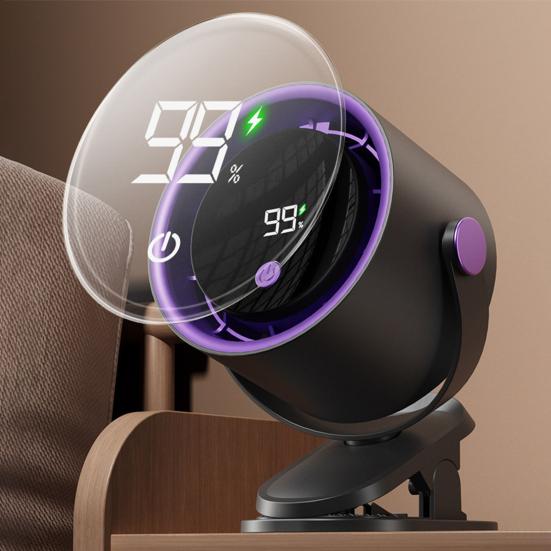 Desk Fan Digital Display 100 Speeds Strong Airflow Low Noise 360-Degree