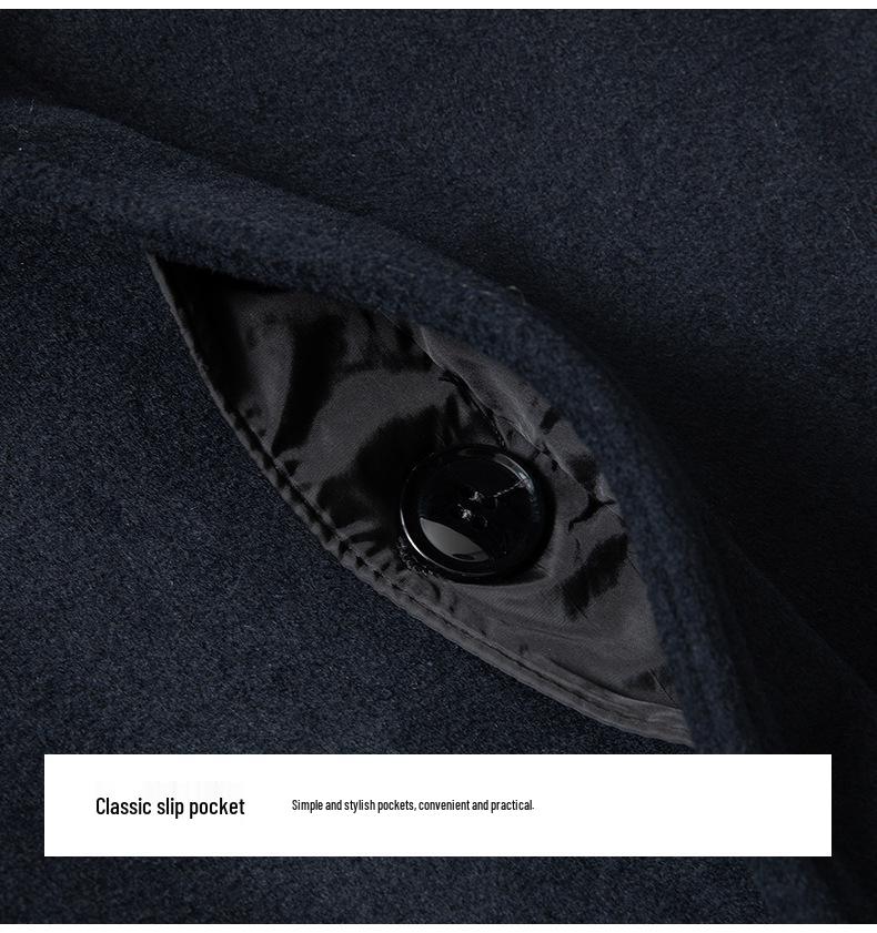 Men's Autumn & Winter Long Wool Business Coat with Velvet Lining – Thickened for Cold Protection