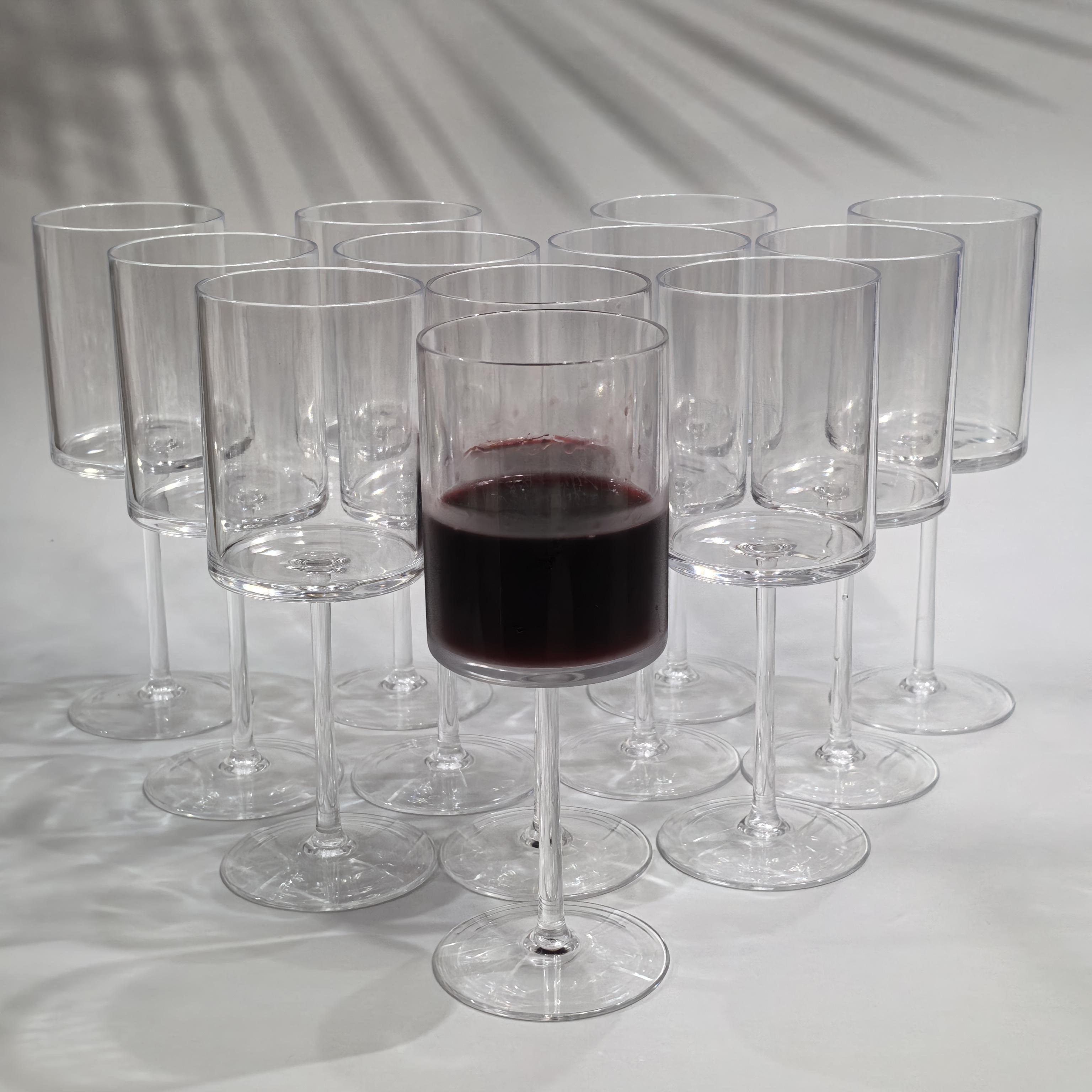 

Cylindrical wine glasses - elegant shatterproof plastic tall wine glasses for champagne and dessert wines
