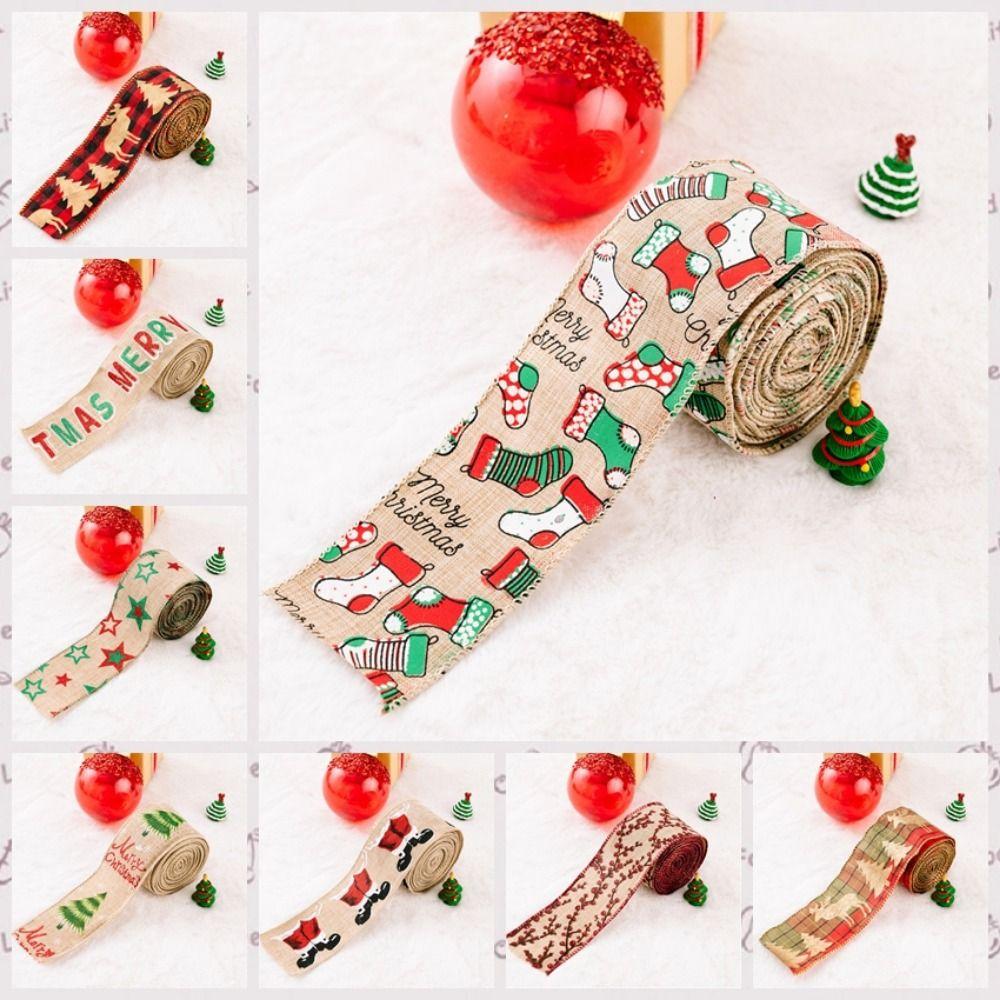 

Мультяшный подарок бант лента рождественская елка/носки/олень рождественские ленты ткань рождество Style A