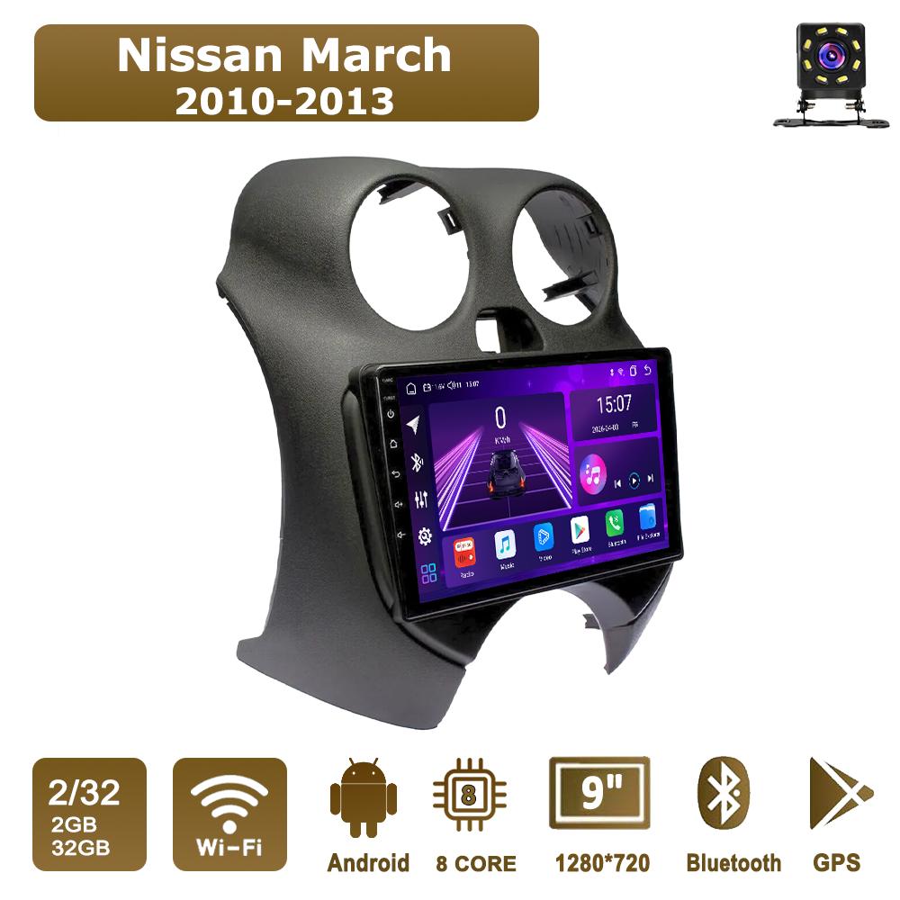 

Android Car-Play Car Radio For Nissan March 2010-2013 Multimedia Player Head Unit Stereo GPS Navigation BT WIFI,8 CORE ,2+32GB чорний