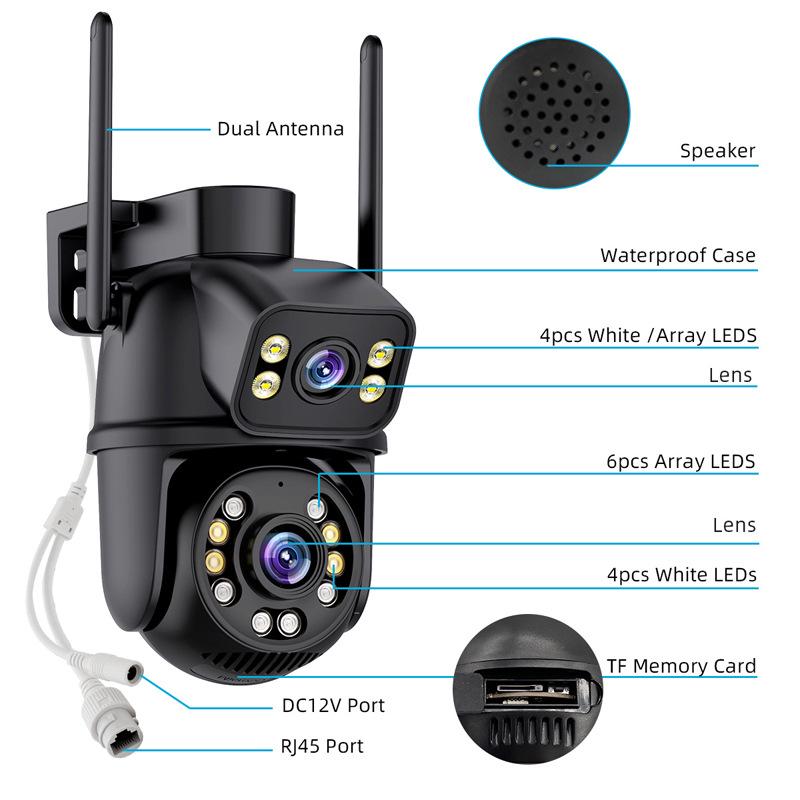Dual-Lens Night Vision Wireless HD Camera: 360° Indoor/Outdoor WiFi Monitor