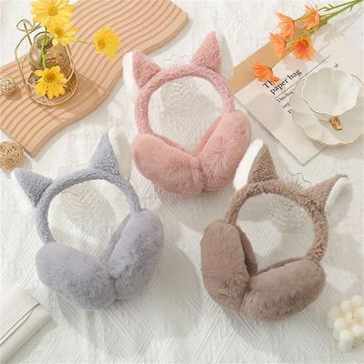 Oreilles d'elfe en peluche de dessin animé Cache-oreilles pliables Mignon Épaissi Chaud Bandeau Filles Oreilles de renard Maquillage Cerceaux pour cheveux Mode Cache-oreilles Casque