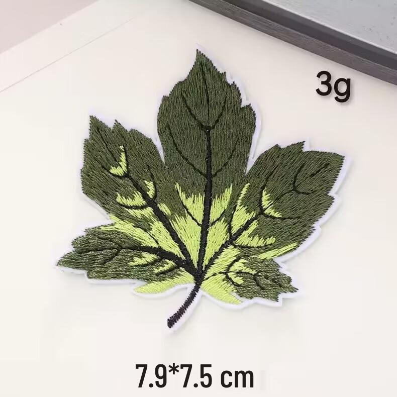 Maple Leaf Computer Embroidery Patch for Jackets - Self-Adhesive Textile Sticker Accessory