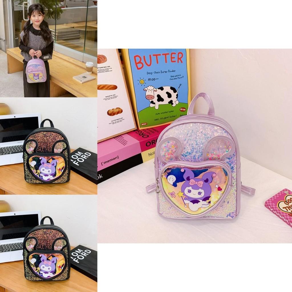 Kuromi Cartoon Pattern Backpack With Glitter Sequin For Kindergarten Kids