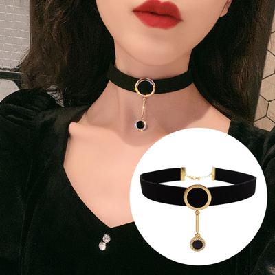 Women Choker Wide Band Adjustable Alloy Rhinestone Pendant Dark Style Collar Neck Decoration Club Party Necklace Sex Toy Women Jewelry