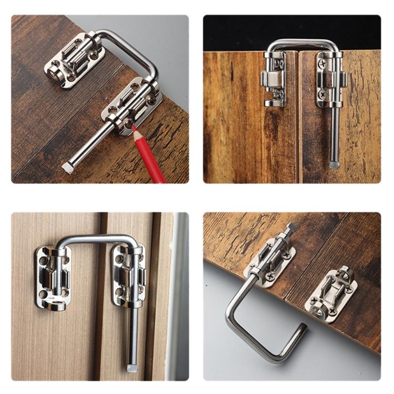 Heavy Duty Door Lock Bracket 180 Degree Rotation Waterproof Surfaces Steel Gate Latches Uprgades for Indoor Outdoor Use