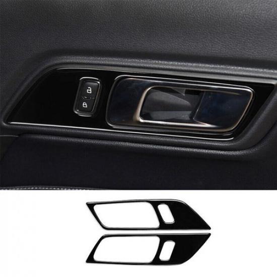 Fit For Ford Mustang 2015- Cover Trim Gloss Black Interior Door Handle 2PCS
