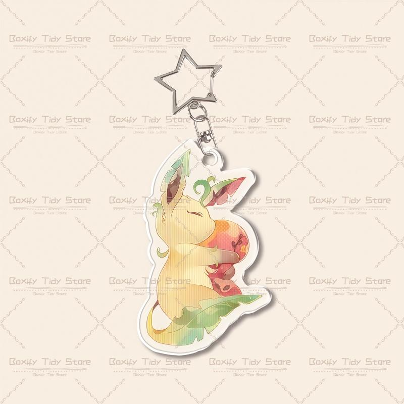 Kawaii Sleeping Sylveon Leafeon Vaporeon Glaceon Espeon Eevee Umbreon Acrylic Keychain Anime Cartoon Keyring Bag Pendant Gift