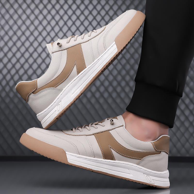 Fashion Men's Vulcanize Shoes 2025 New Skate Shoes Luxury Brand Male Comfortable Flats Men Leather Fashion Men Outdoor Walking Footwear